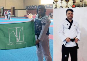 پرچم نیشکر بر فراز سکوی قهرمانی تکواندو