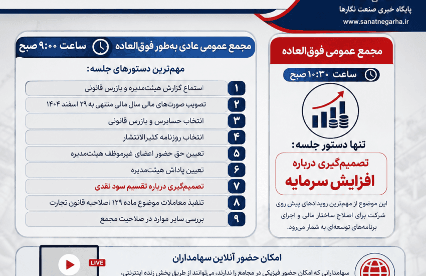 «مارون» سهامداران را به دو مجمع مهم عادی و فوق‌العاده دعوت کرد